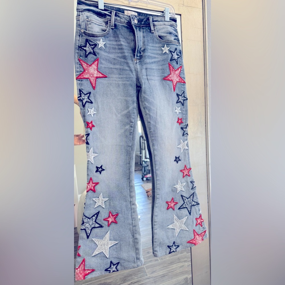 Free People driftwood flared jeans with Stars